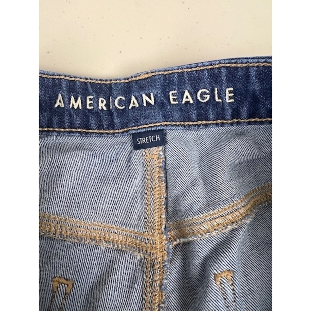 American Eagle Low-Rise Baggy Wide Leg Jeans Medium Wash Stretch 12 Long - Picture 7 of 14